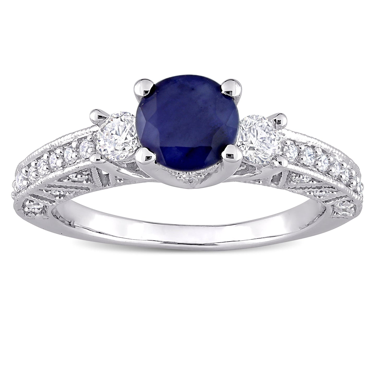 Sophia B Sapphire & Diamond Ring in 14k White Gold