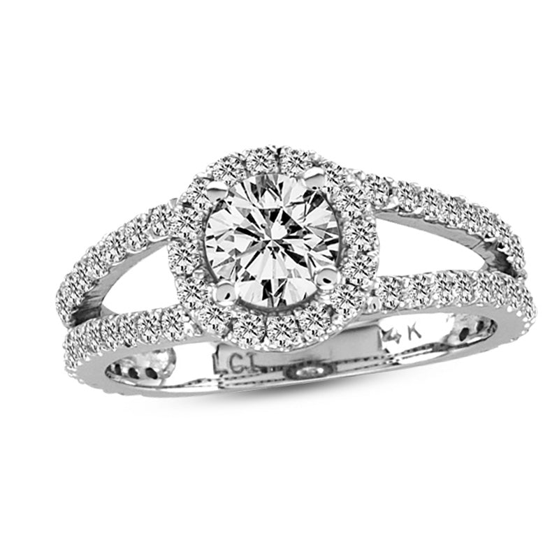 1 1/2ct Diamond Halo Engagement Ring in 14k White Gold