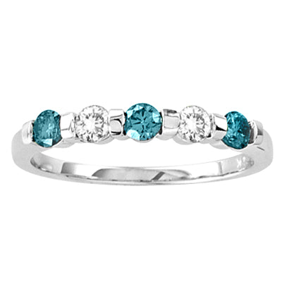 1/2ct Blue and White Diamond Semi-Eternity Band in 14k White Gold