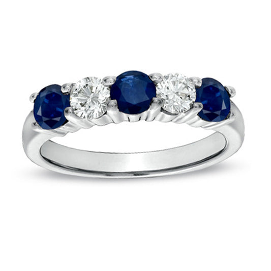 1 1/4ct Blue Sapphire & Diamond Ring in 14k White Gold