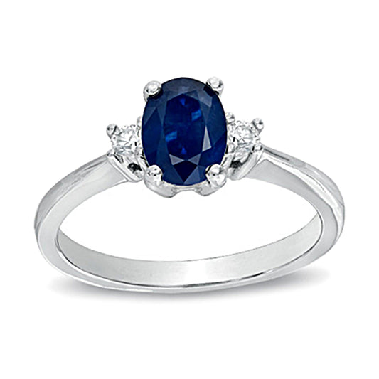5/6ct Blue Sapphire & Diamond Engagement Ring in 14k White Gold
