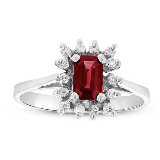1/7ct Ruby & Diamond Engagement Ring in 14k White Gold