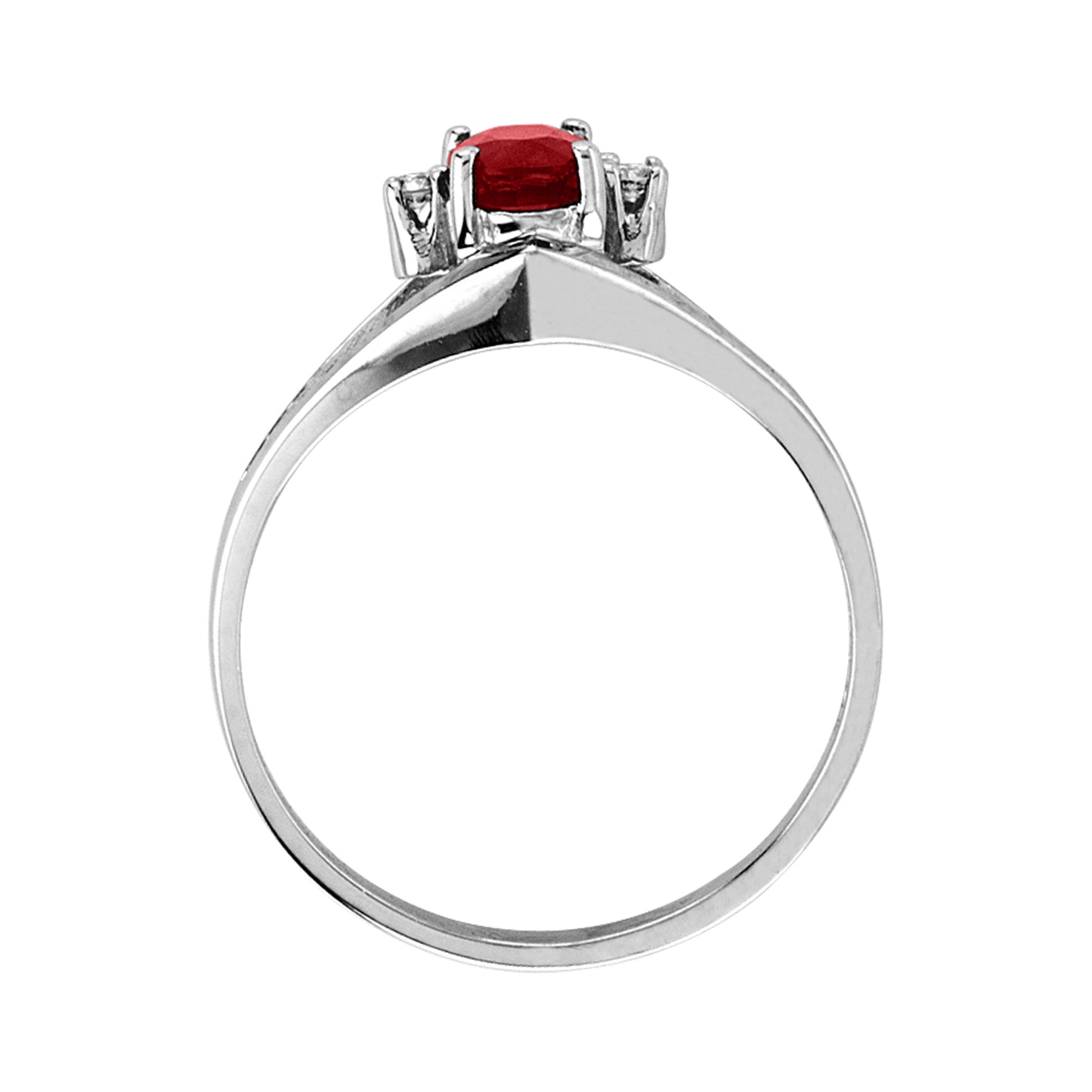 Red Ruby & Diamond Engagement Ring in 14k White Gold