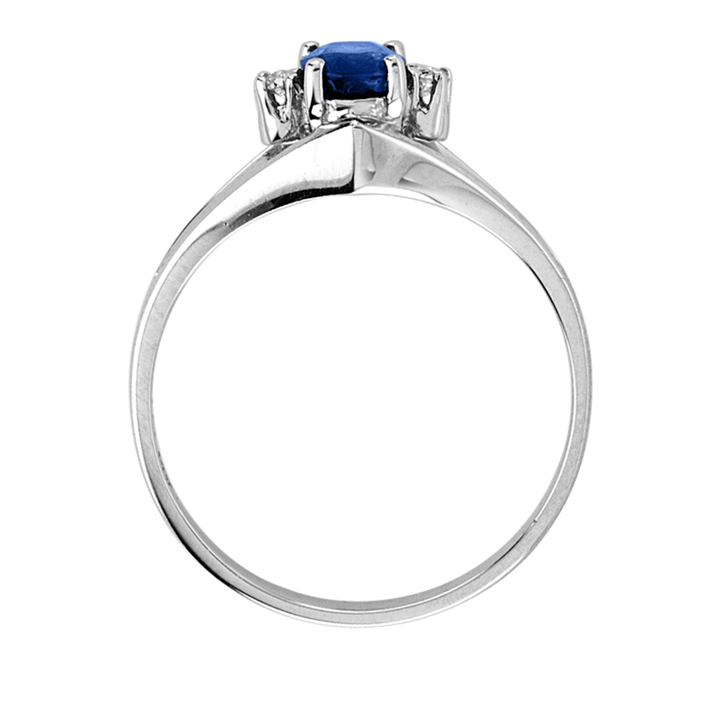 Blue Sapphire & Diamond Ring in 14k White Gold