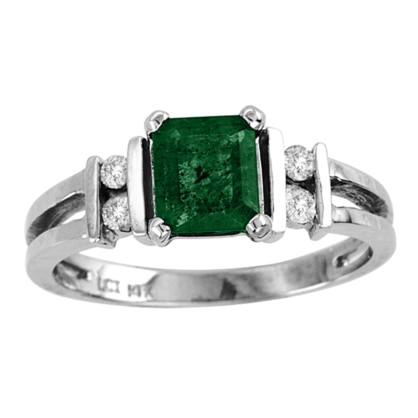 1.0ct Emerald Engagement Ring in 14k White Gold