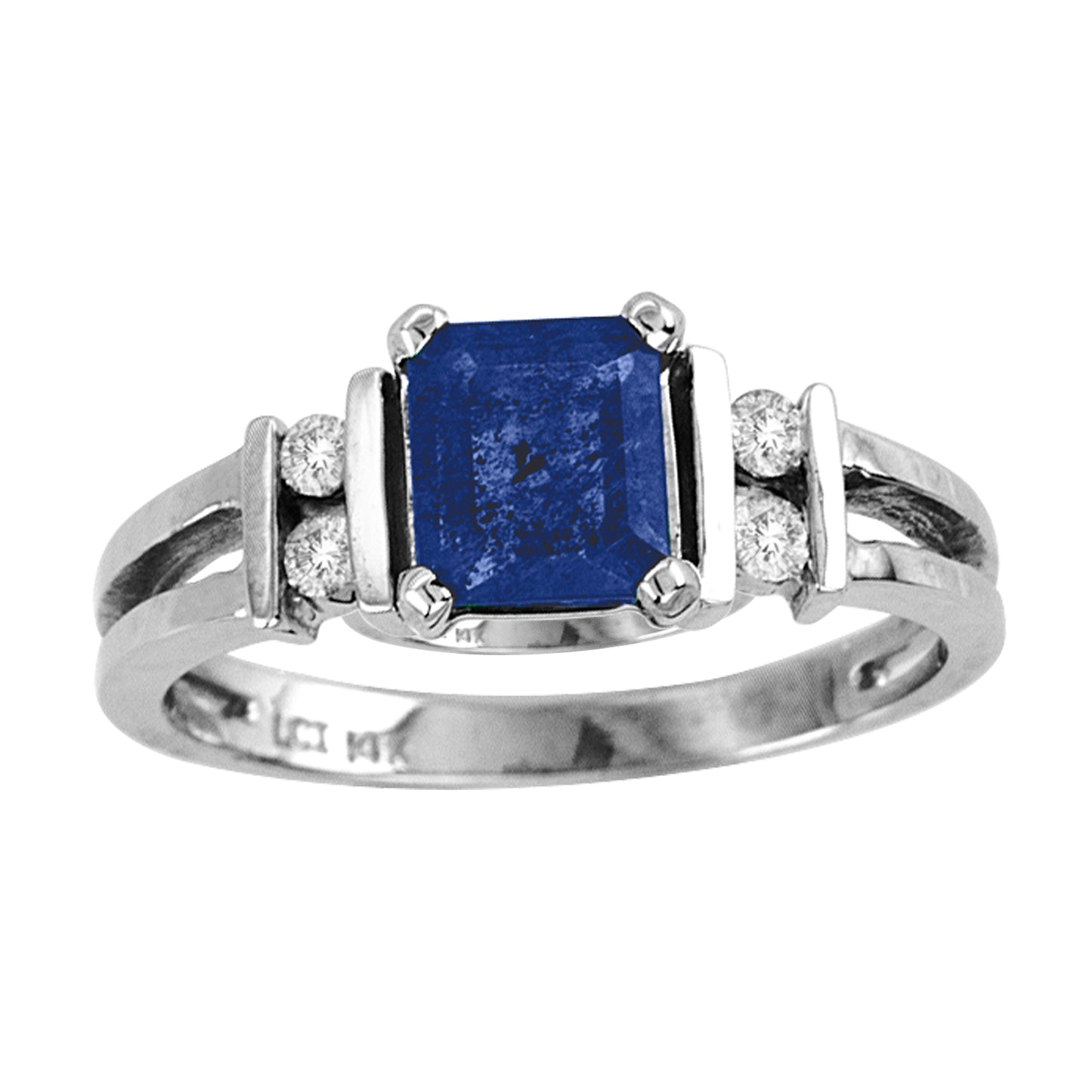 6/7ct Blue Sapphire & Diamond Ring in 14k White Gold