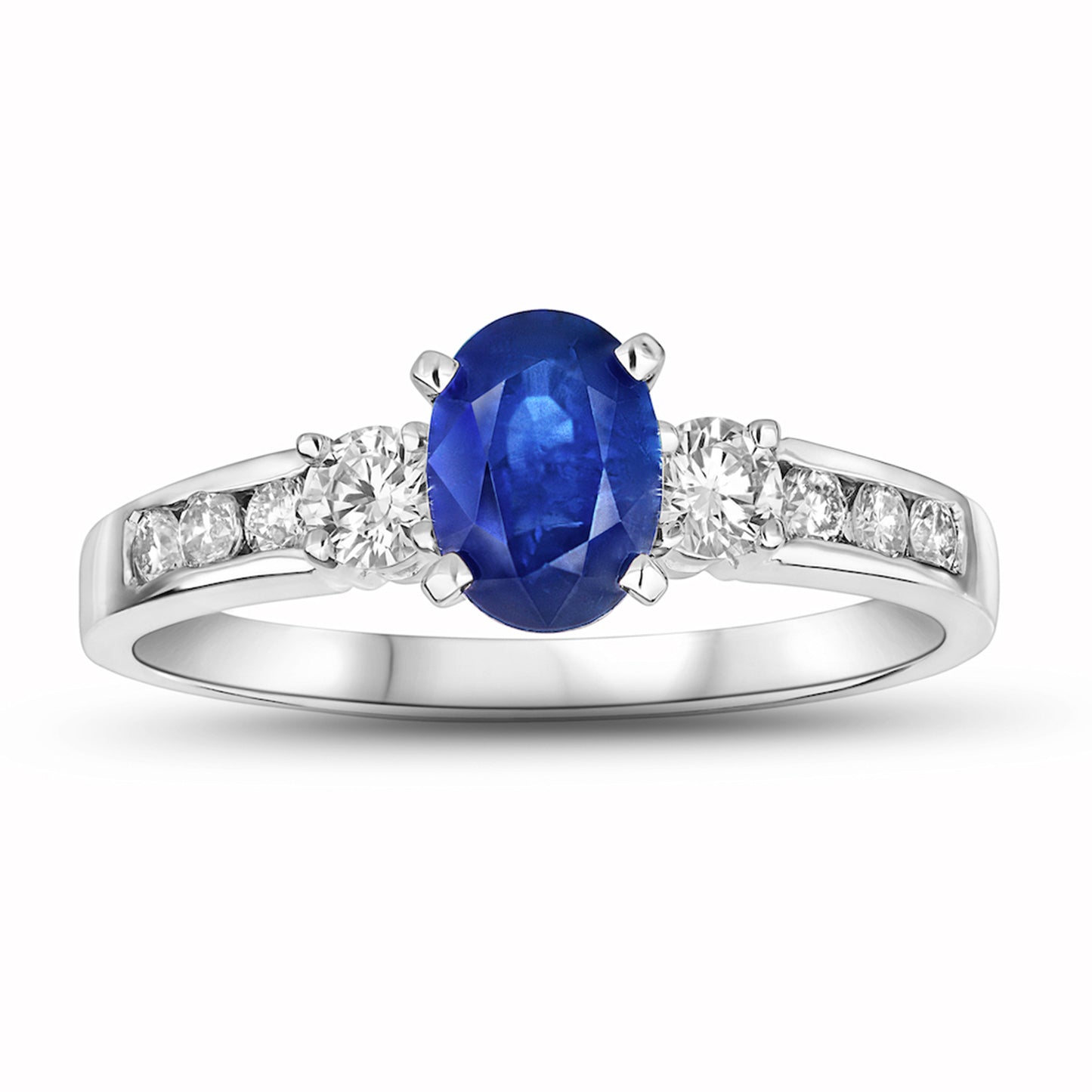 1 2/5ct Blue Sapphire & Diamond Engagement Ring in 14k White Gold