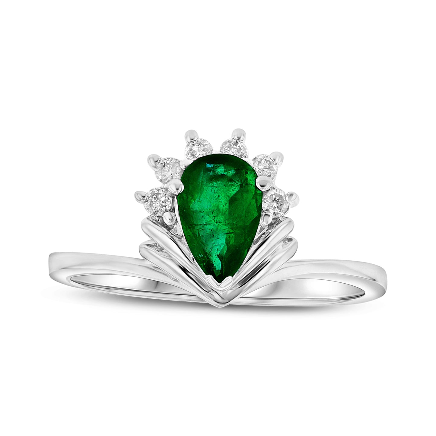 5/7ct Emerald & Diamond Ring in 14k White Gold
