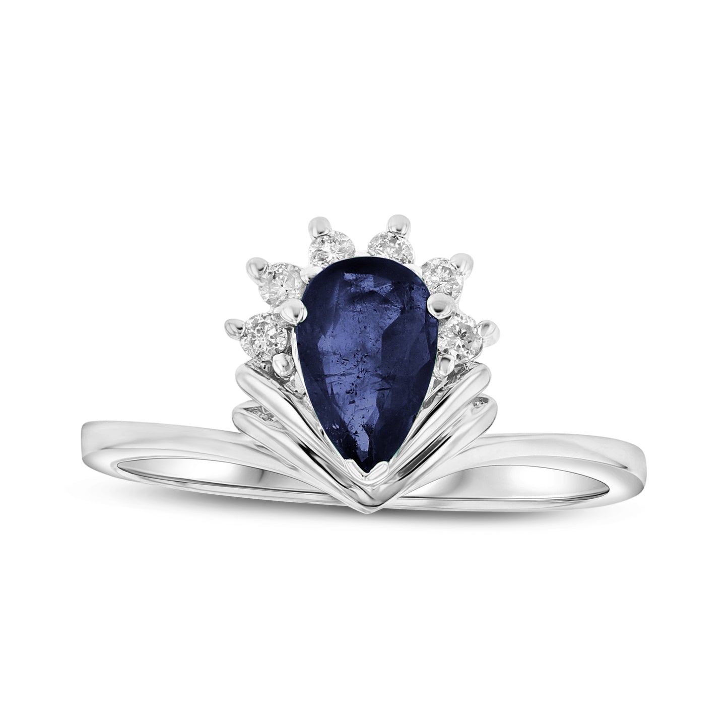 6/7ct Blue Sapphire & Dimaond Ring in 14k White Gold