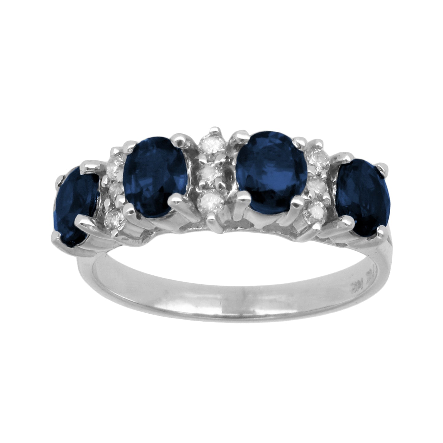 2.0ct Blue Sapphire & Diamond Ring in 14k White Gold