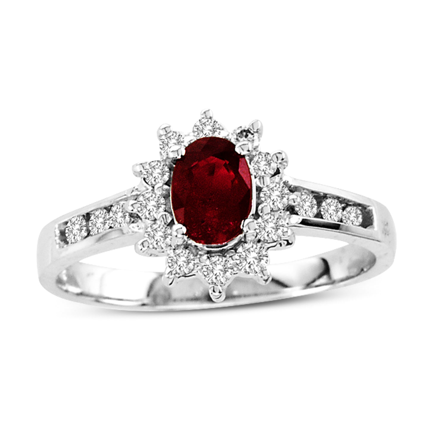 6/7ct Ruby & Diamond Ring in 14k White Gold