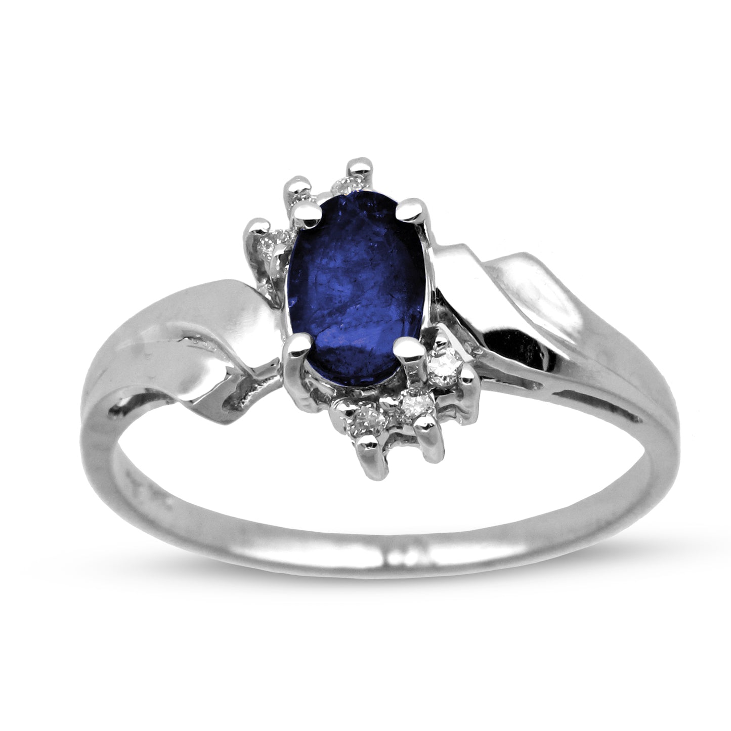 3/5ct Blue Sapphire & Diamond Ring in 14k White Gold
