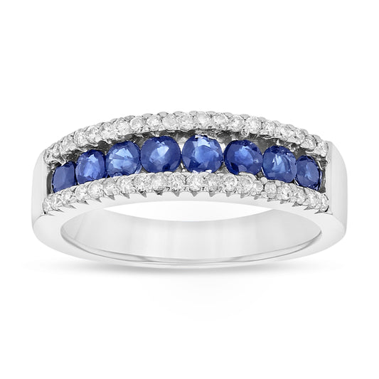 1 1/9ct Blue Sapphire & Diamond Ring in 14k White Gold
