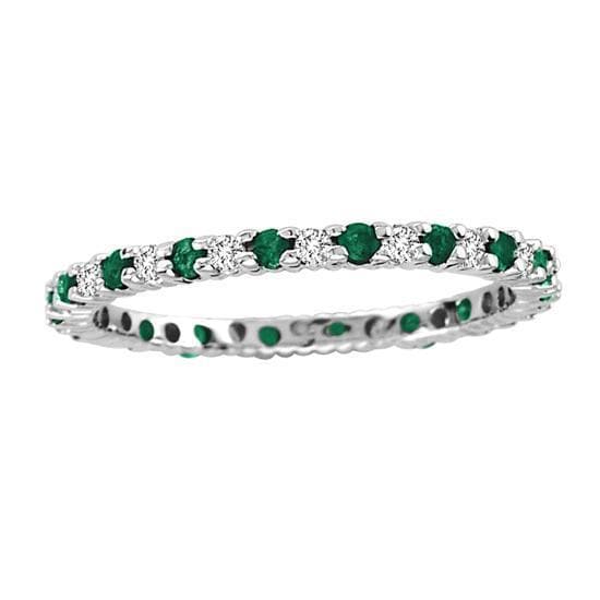 Emerald & Diamond Eternity Band in 14k Gold