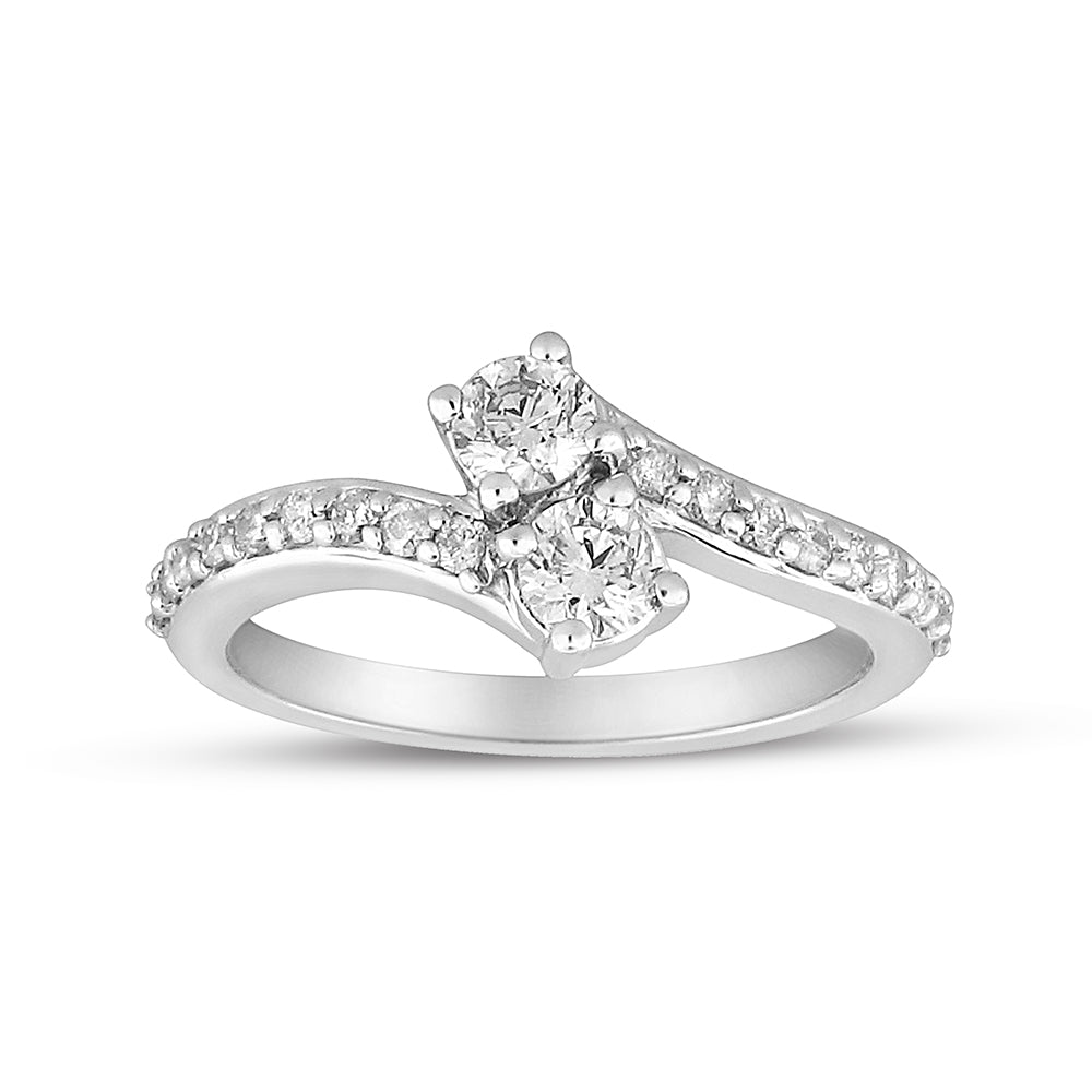Diamond 2-Stone Diamond Ring in 14k White Gold