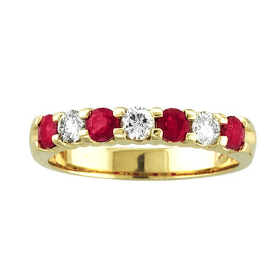 7/9ct Ruby & Diamond Ring in 14k Yellow Gold
