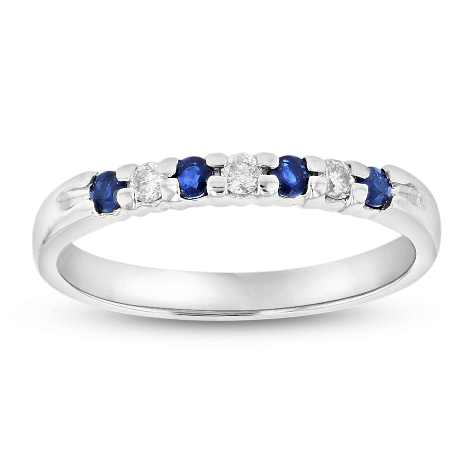 1/4ct Blue Sapphire & Diamond Ring in 14k White Gold