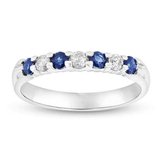 1/3ct Blue Sapphire & Diamond Ring in 14k White Gold