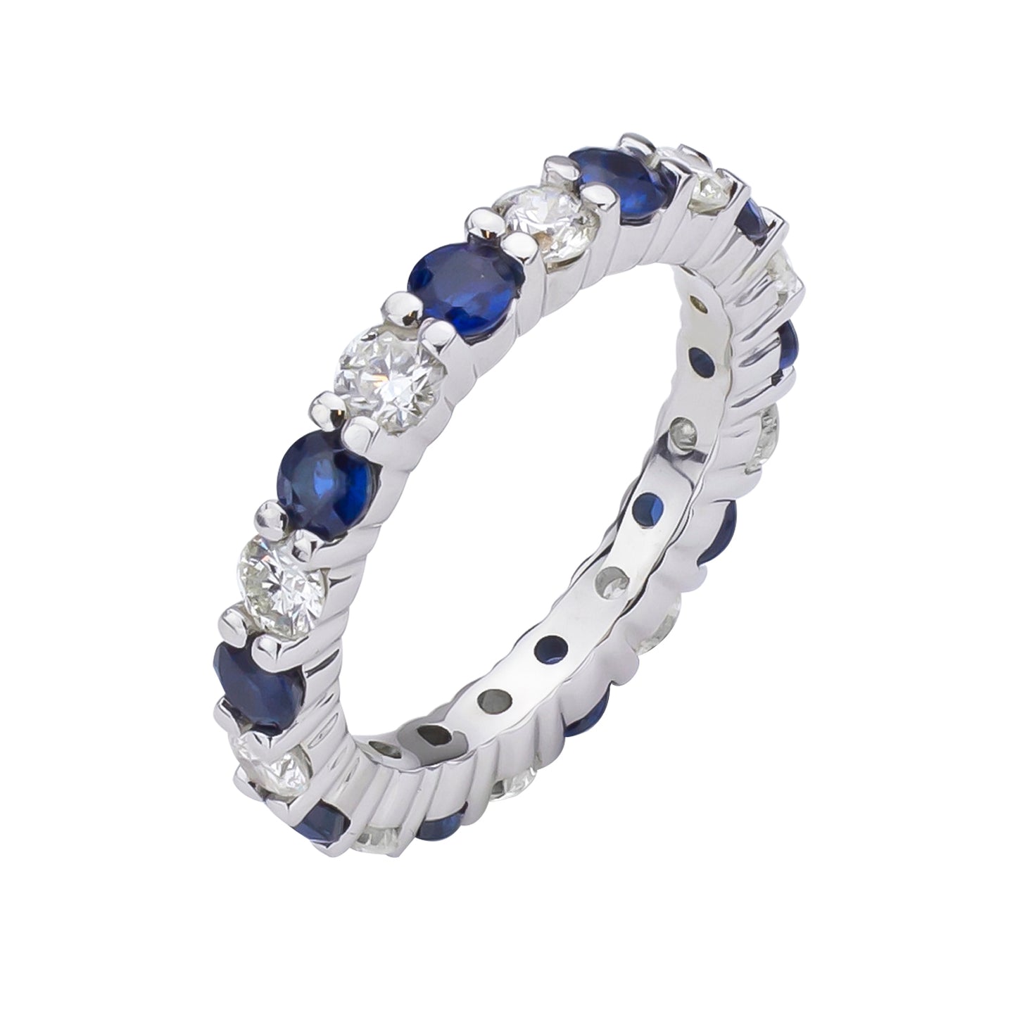 2 1/5ct Blue Sapphire & Diamond Eternity Ring in 14k White Gold