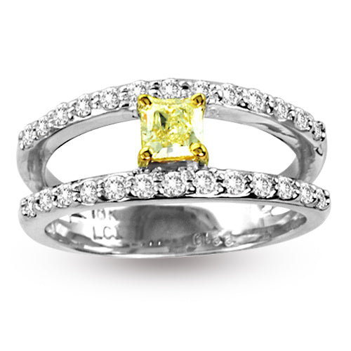 7/9ct Yellow Diamond Double Band Ring in 18k Two-Tone Gold