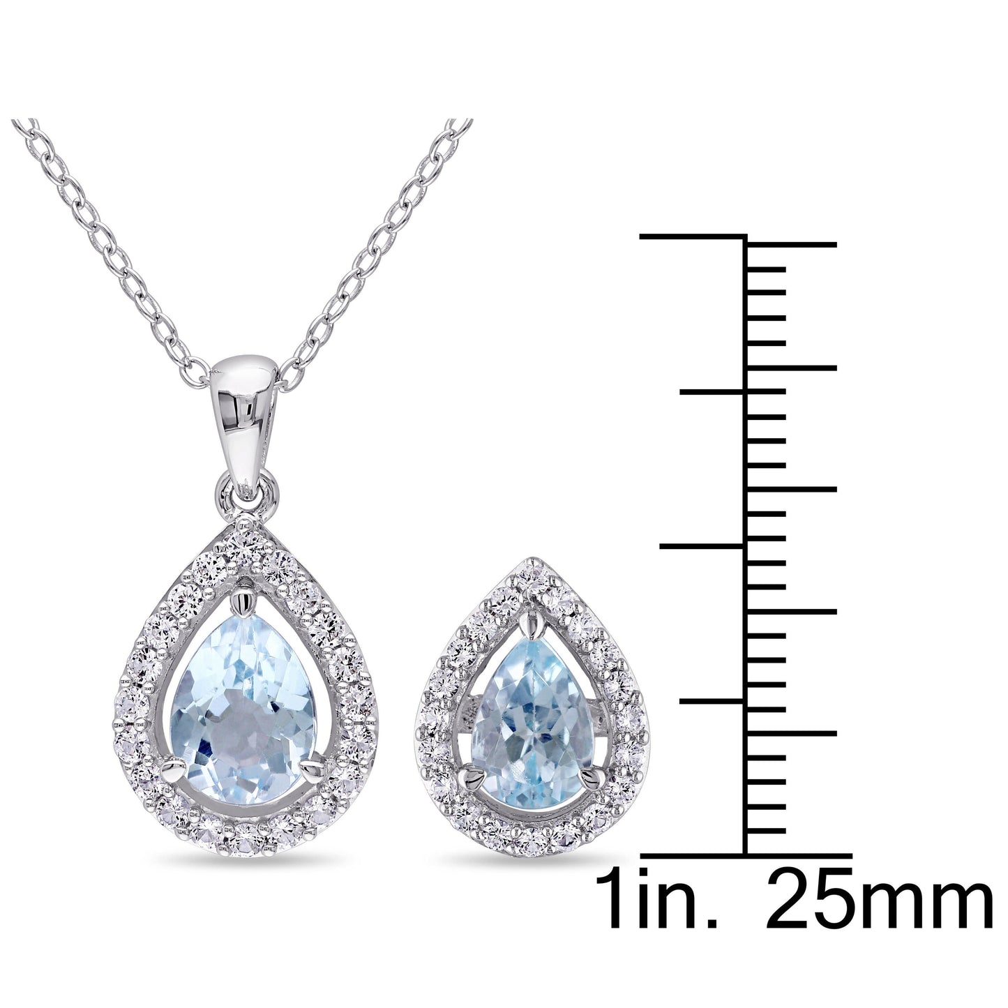Blue Topaz & White Sapphire Set in Sterling Silver