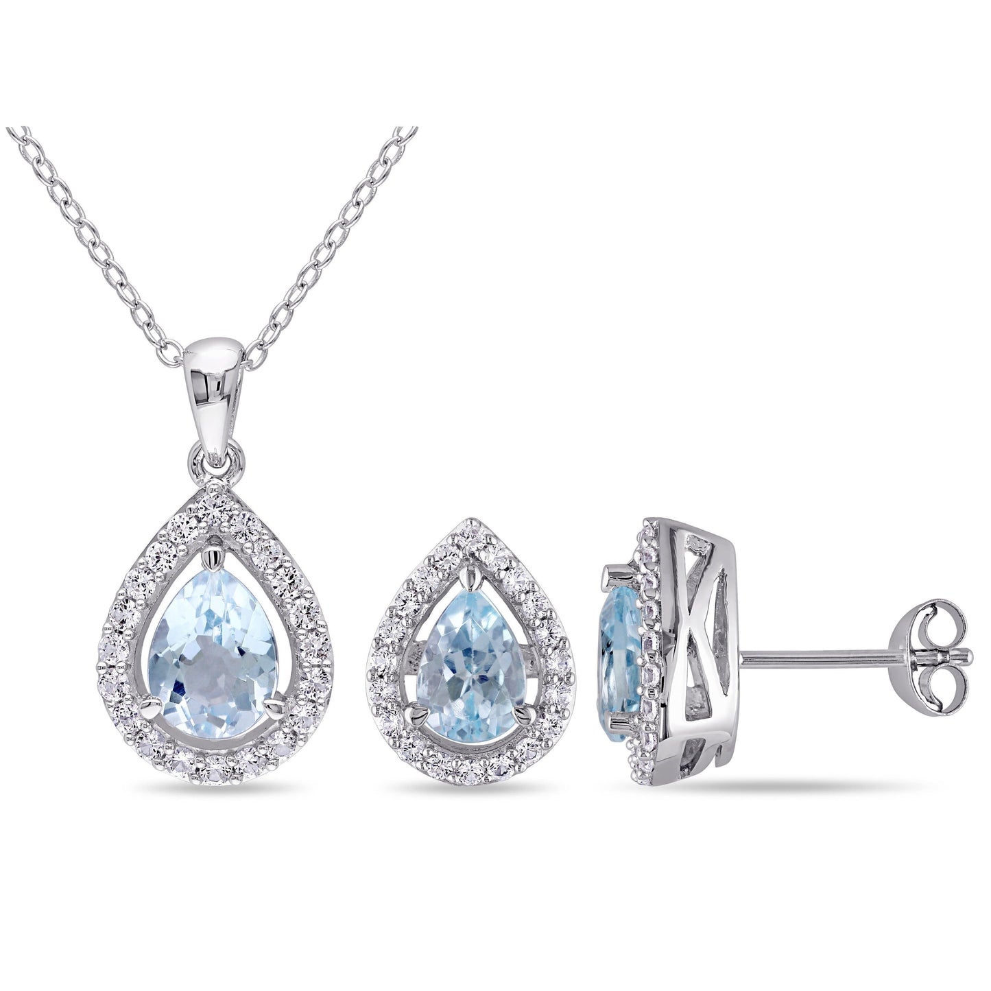 Blue Topaz & White Sapphire Set in Sterling Silver