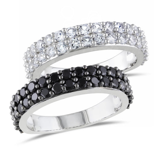 Sophia B 4 1/5ct Black Spinel & White Sapphire Ring Set