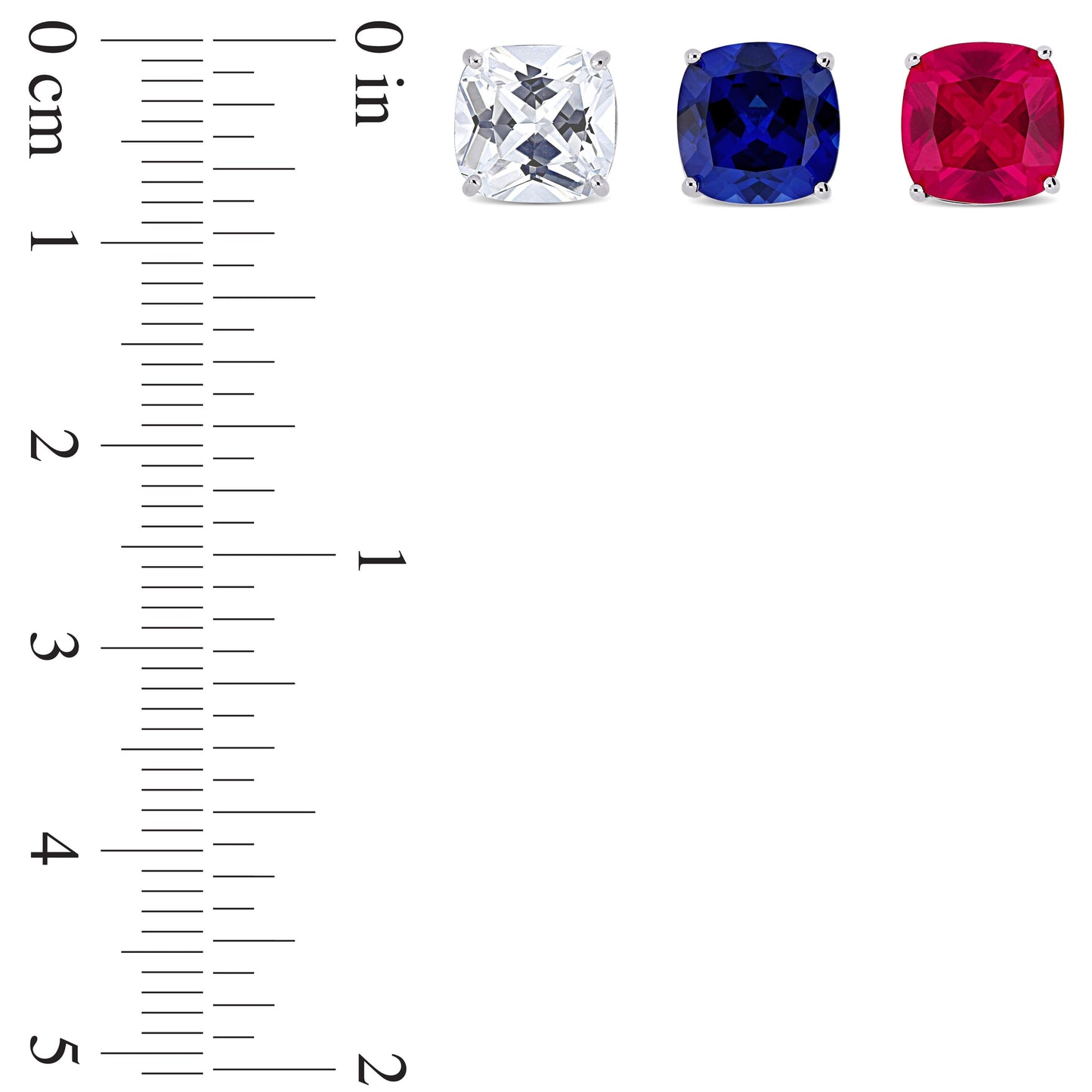 3 Pc Ruby & Blue & White Sapphire Earring Set in Sterling Silver