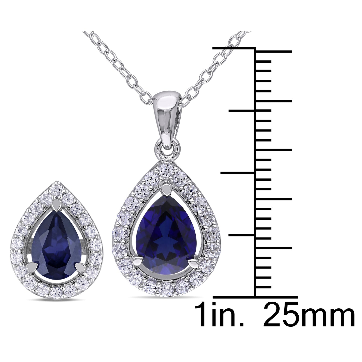 3 Piece White & Blue Sapphire Set in Sterling Silver