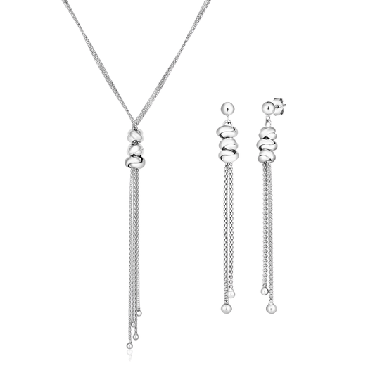 Silver Swirl Necklace & Earrings Set
