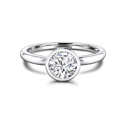Round Cut Diamond Bezel Engagement Ring