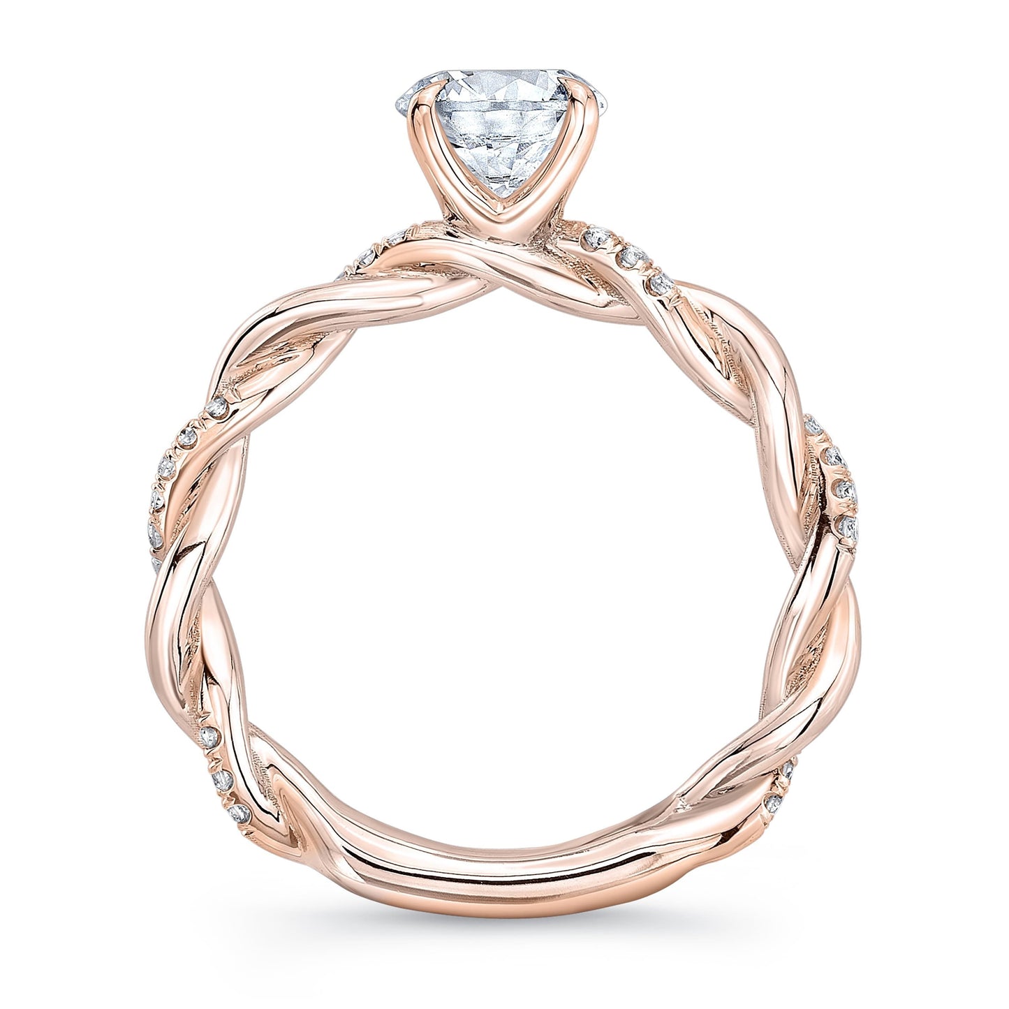 Round Cut Diamond Pavé Vine Engagement Ring