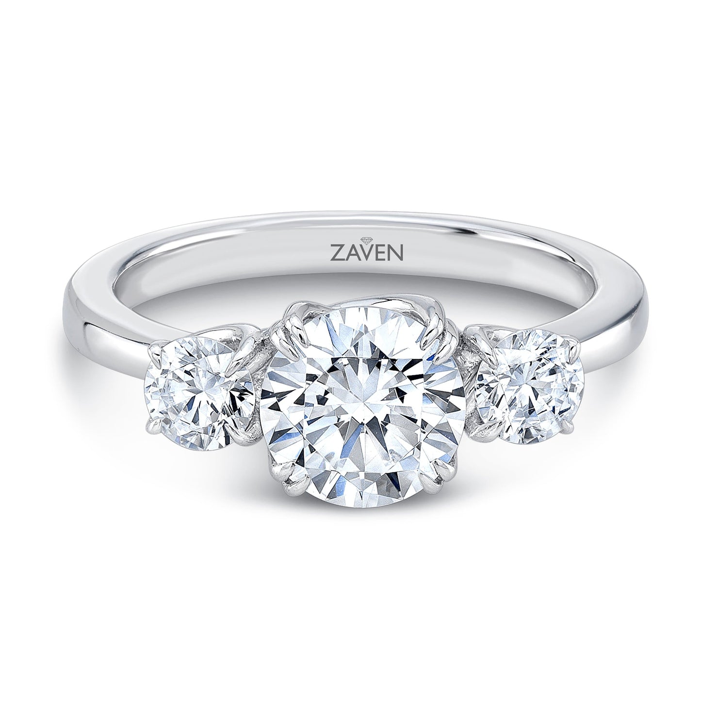 Round Cut Diamond 3-Stone Engagement Ring