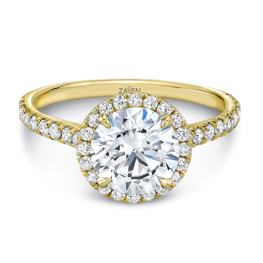 Round Cut Diamond Halo & Pavé Engagement Ring