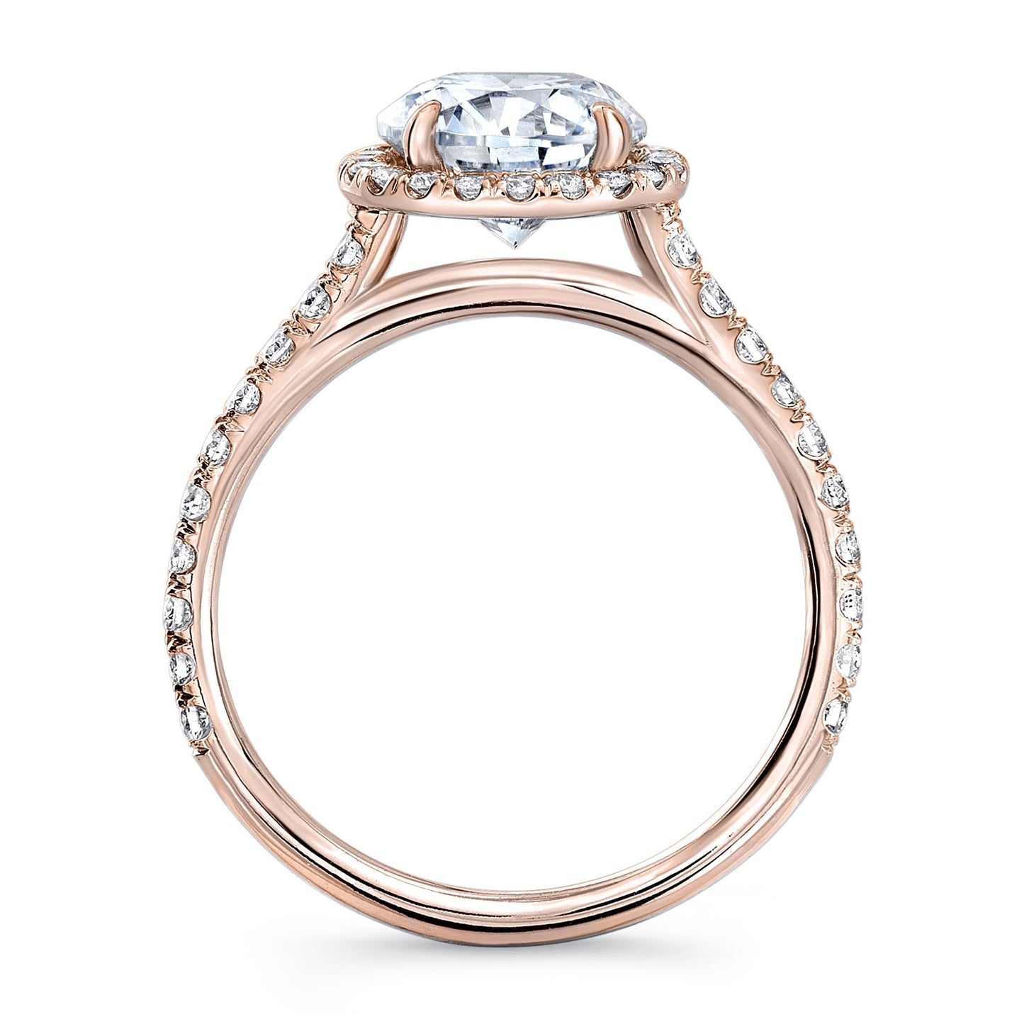 Round Cut Diamond Halo & Pavé Engagement Ring