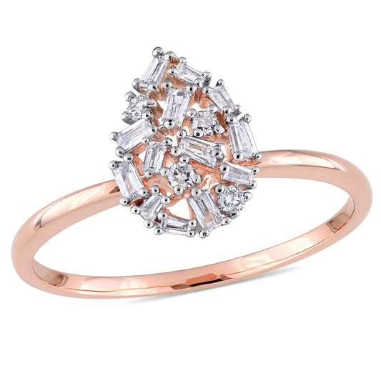 Pear Shape Cluster Diamond Ring in 14k Rose Gold