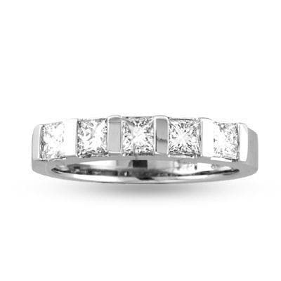 1ct Princess Cut Diamond Semi-Eternity Ring 14k White Gold