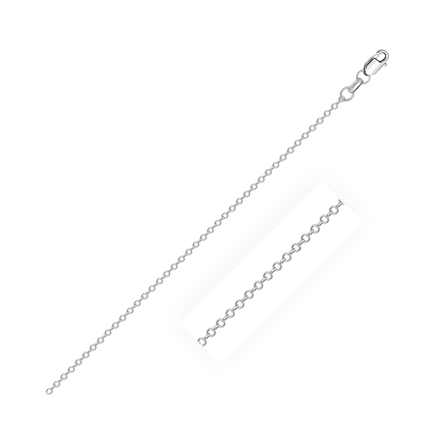 14k White Cable Link Chain in 0.8 mm