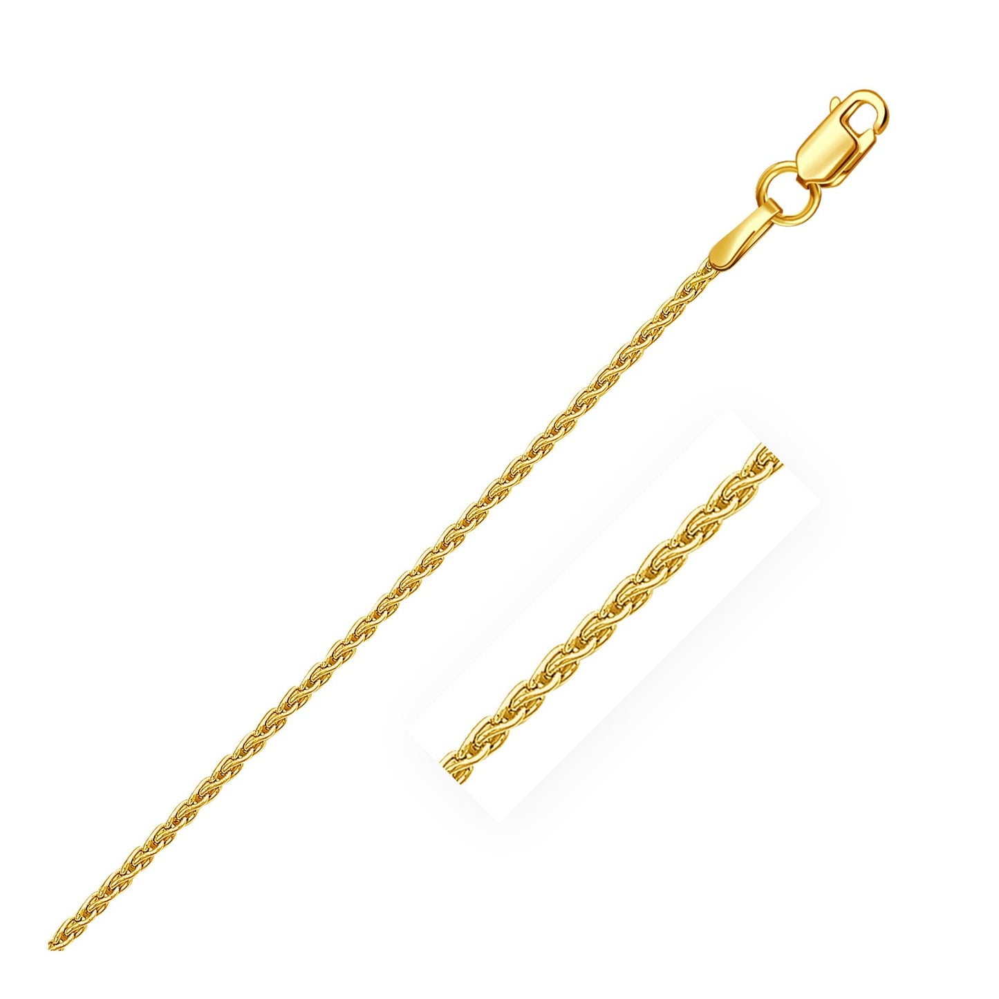 14k Yellow Gold Round Wheat Chain in 1.2 mm