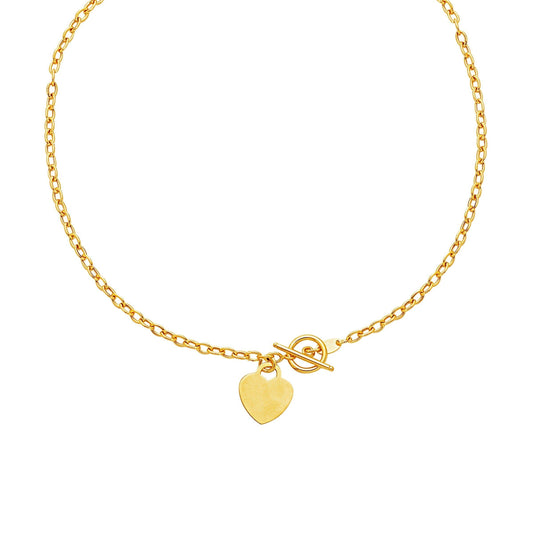 Toggle Heart Charm Necklace in 14k Yellow Gold