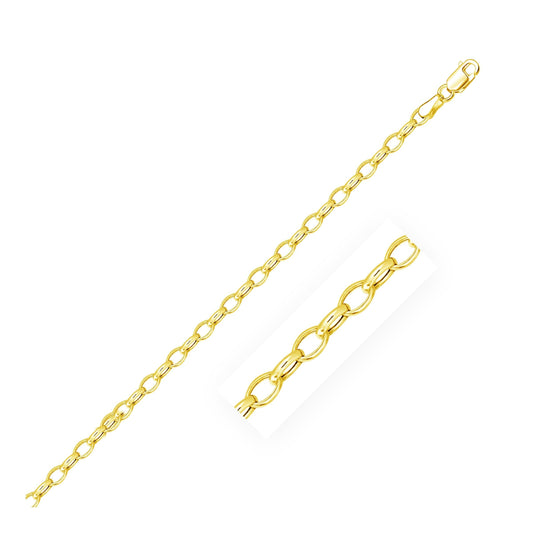 14k Yellow Gold Oval Rolo Chain in 3.2 mm