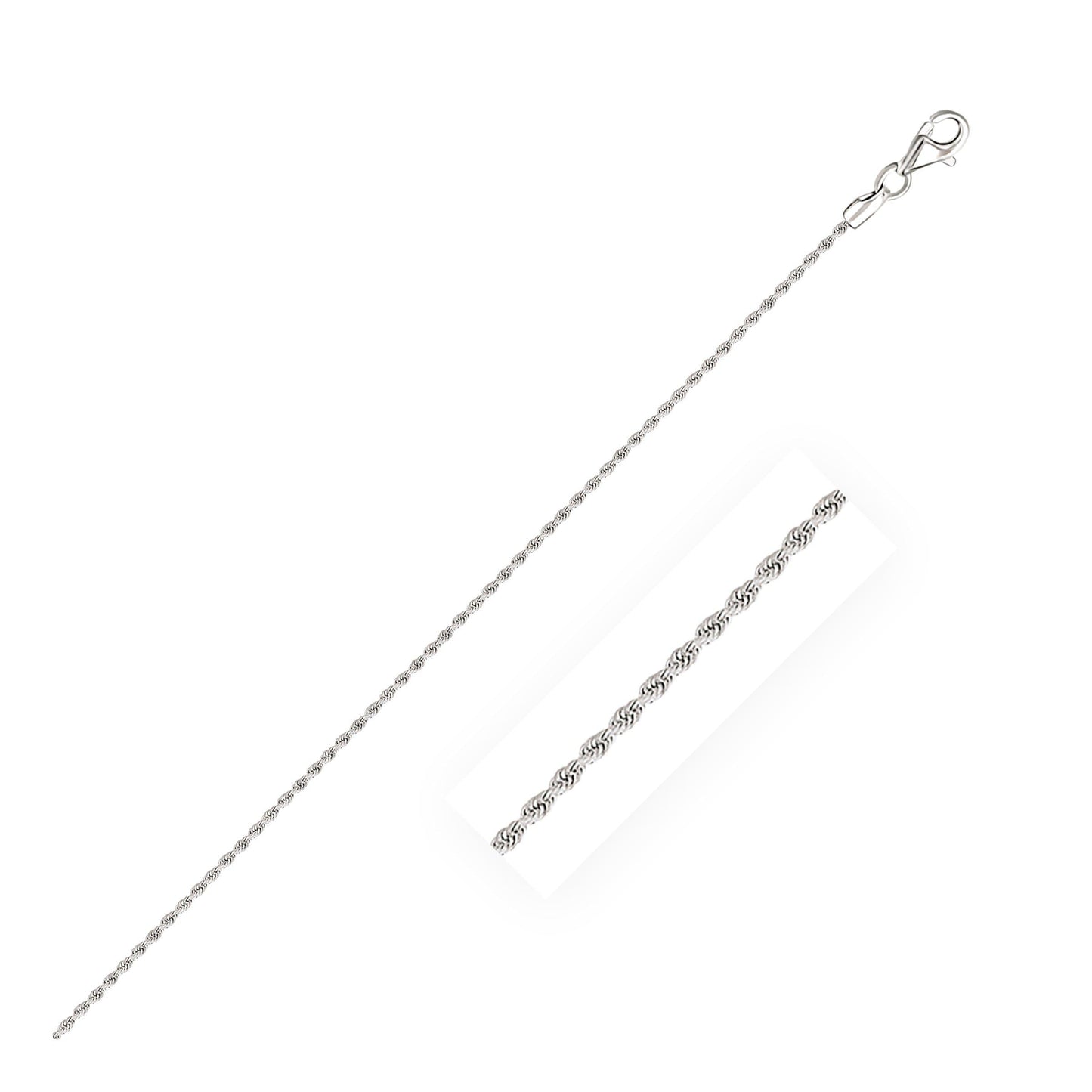 10k White Gold Rope Chain in 1.5 mm