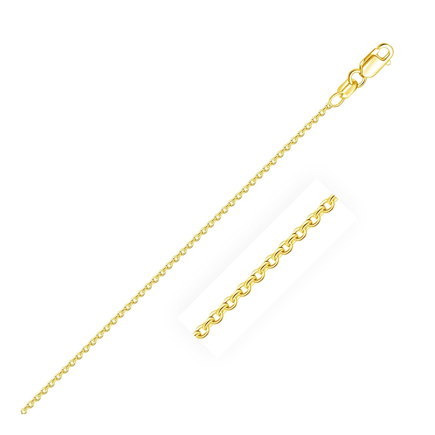 14k Yellow Gold Round Cable Link Chain in 1.5 mm