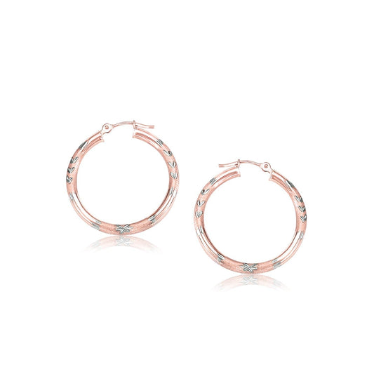 Diamond Cut Hoops in 14k Rose Gold