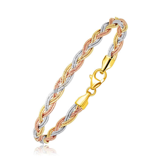Tri-Tone Gold Braid Bracelet