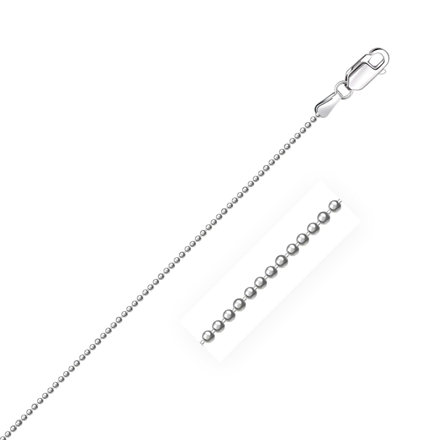 14k White Gold Bead Chain in 1.2 mm