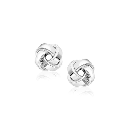 14k White Gold Classic Love Knot  Stud Earrings