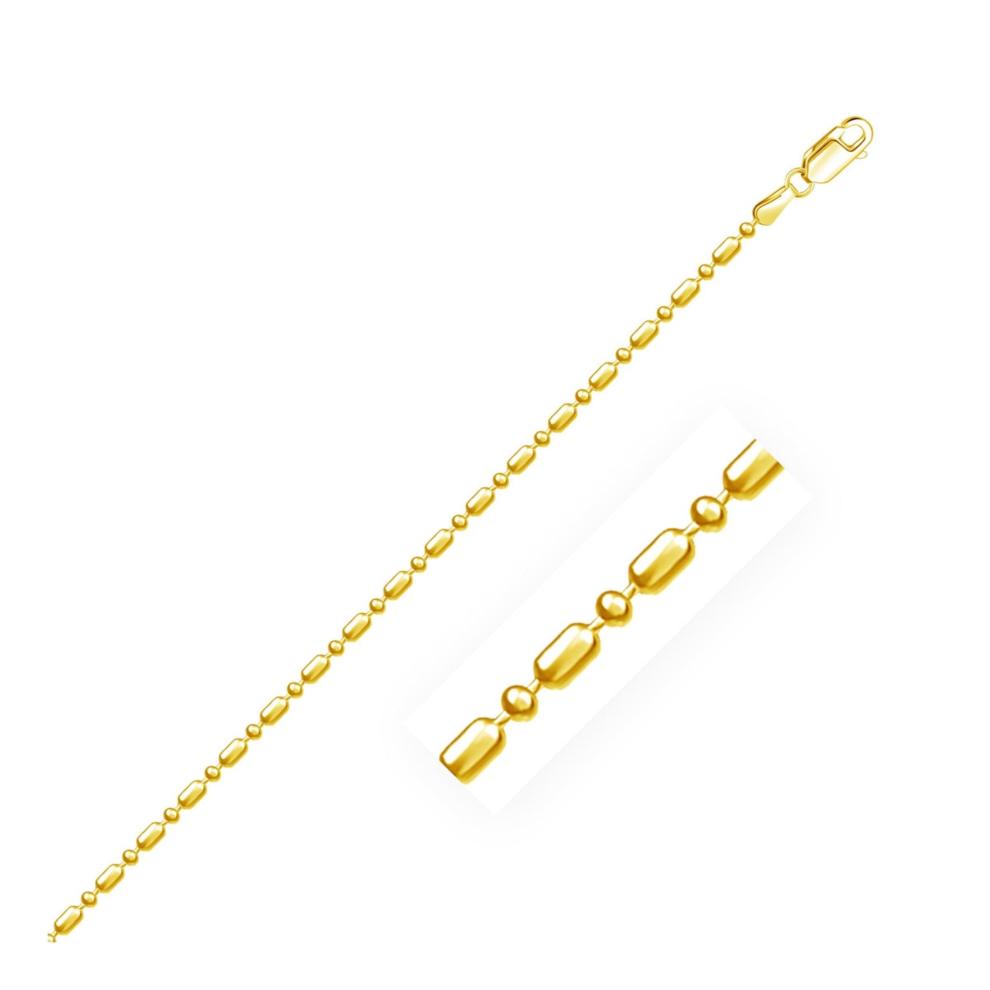 14k Yellow Gold Alternating Bead Chain in 1.5 mm