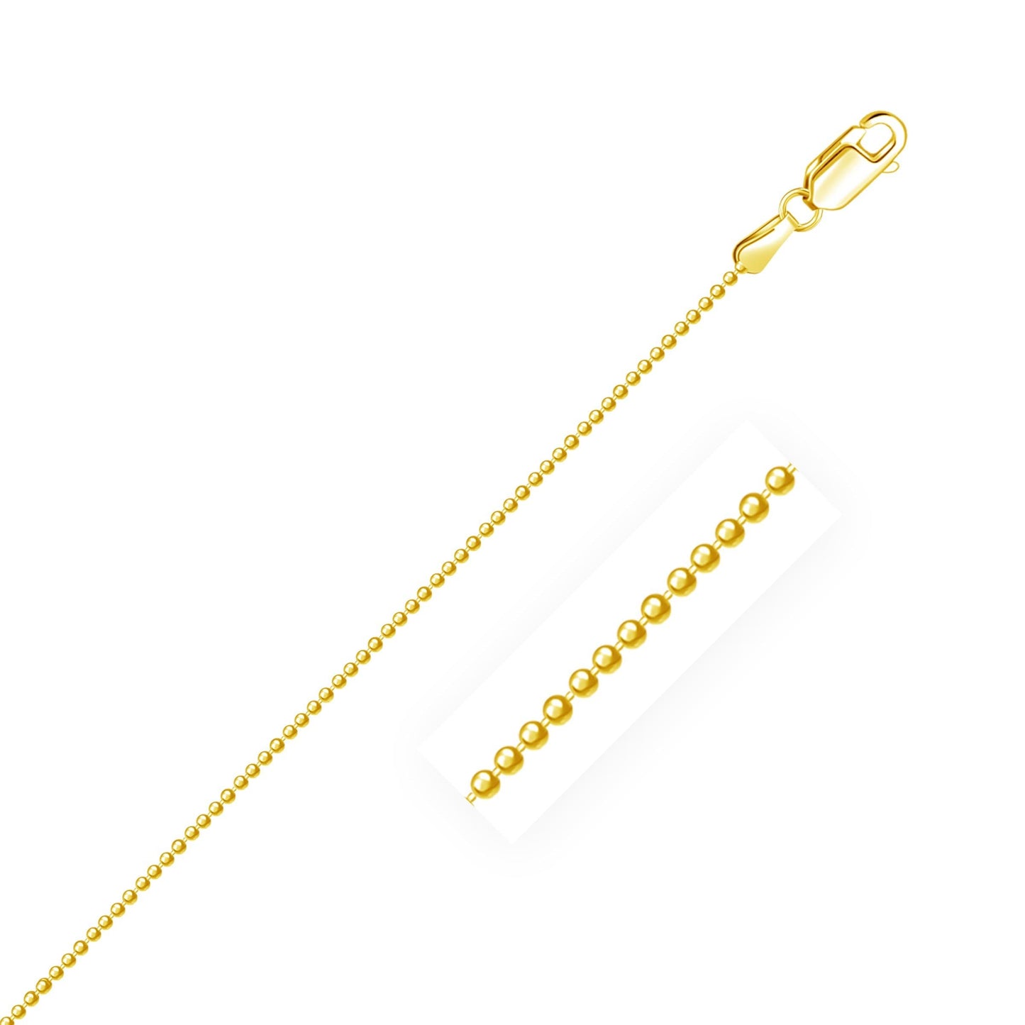 14k Yellow Gold Bead Chain in 1.2 mm