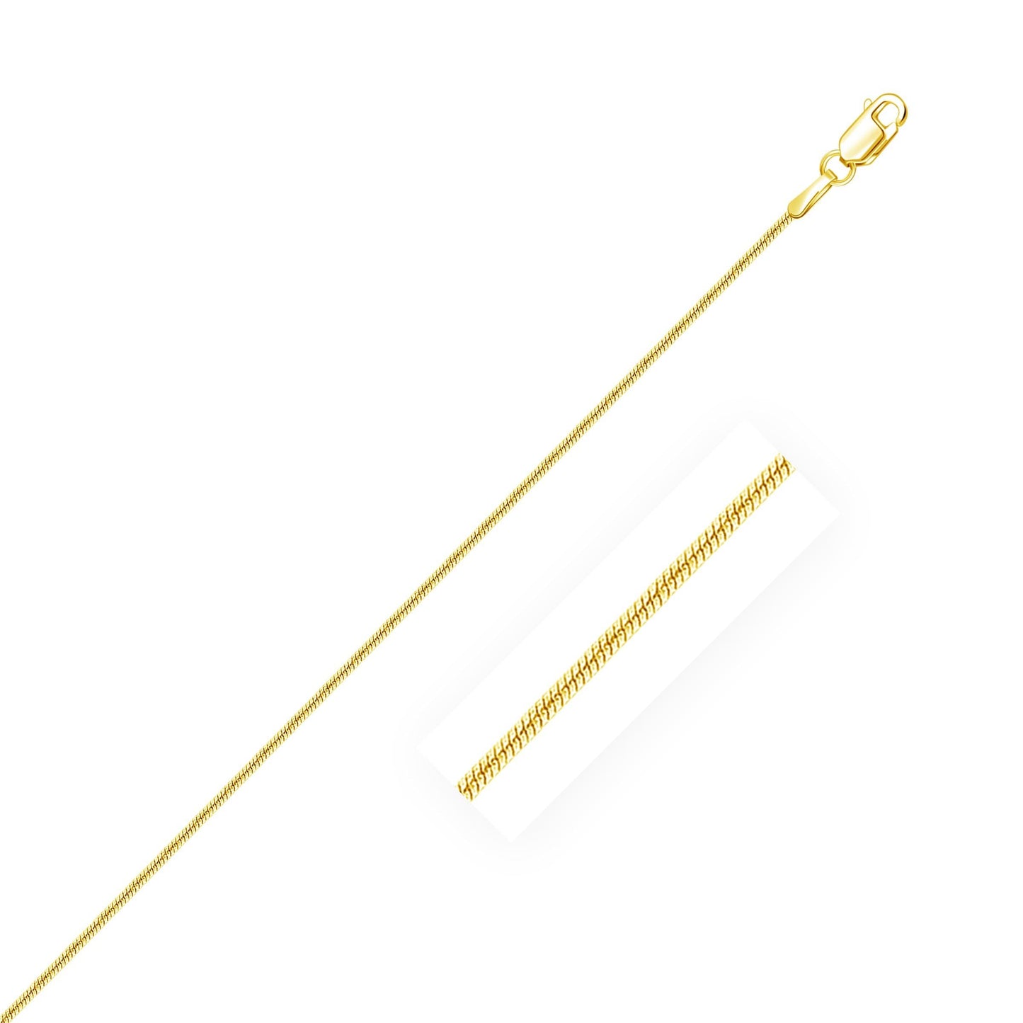 14k Yellow Gold Round Snake Chain in 0.9 mm